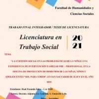 La cuestión social en las problemáticas de la niñez: una experiencia de intervención familiar pre-profesional, en la oficina de protección de derechos de las niñas, niños y adolescentes “sol para todos”, en San Salvador de Jujuy en el año 2019