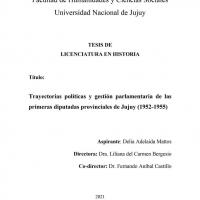 Trayectorias políticas y gestión parlamentaria de las primeras diputadas provinciales de Jujuy (1952-1955)