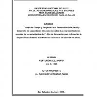 Trabajo de campo y proyecto final promoción de la salud y desarrollo de capacidades bio-psico-sociales: las representaciones sociales de los estudiantes de 1° Año de Educación para la Salud de la Expansión Académica San Pedro en relación a los activos en salud